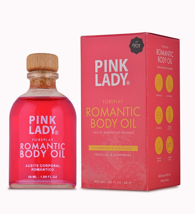 Foreplay Romantic Body Oil - Strawberry and Champagne Flavor